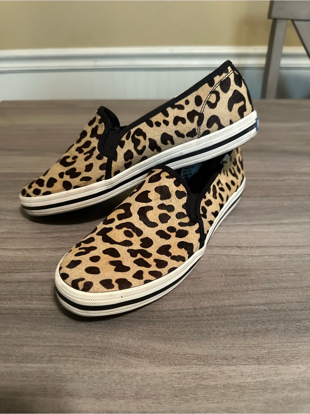 Keds Kate Spade Leopard Print Slip-On Women's Sneakers in Tan and Black